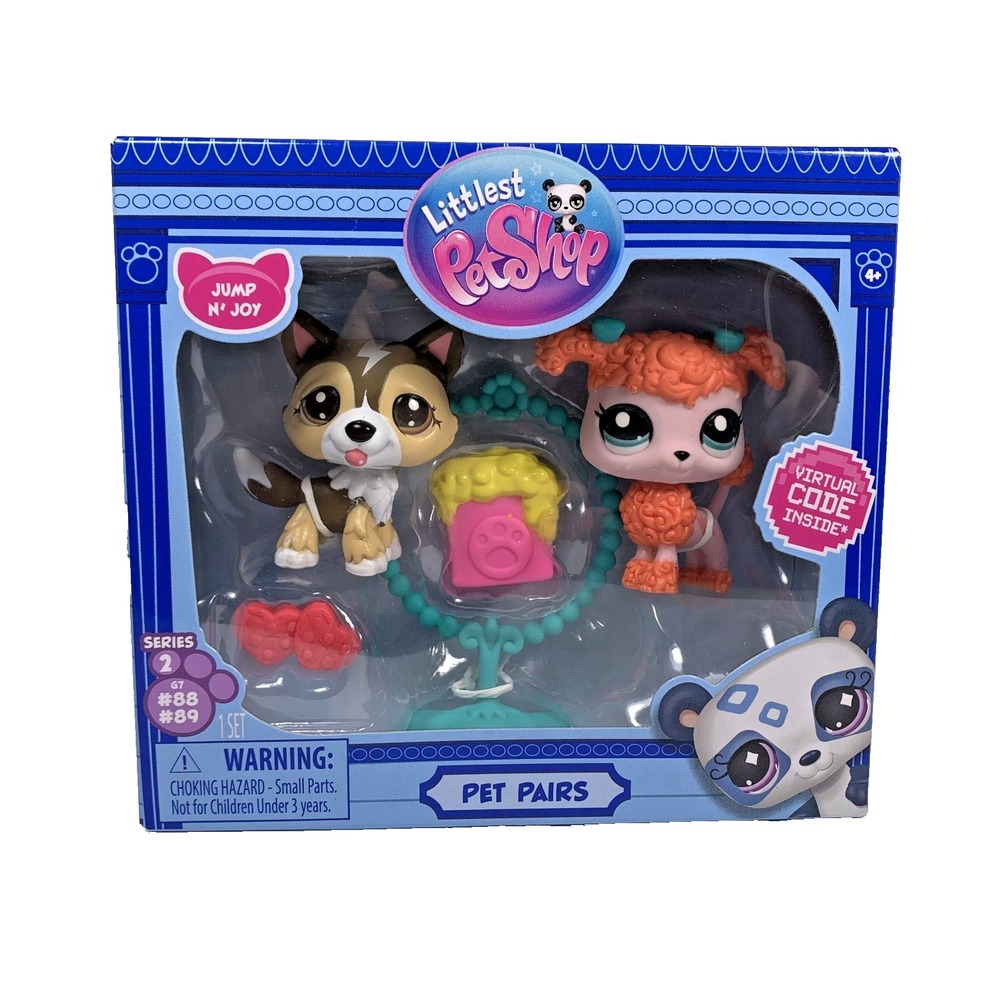 Littlest Pet Shop G7 Series 2 Pet Pairs #88 Husky #89 Poodle "Jump n'‎ Joy" NIB
